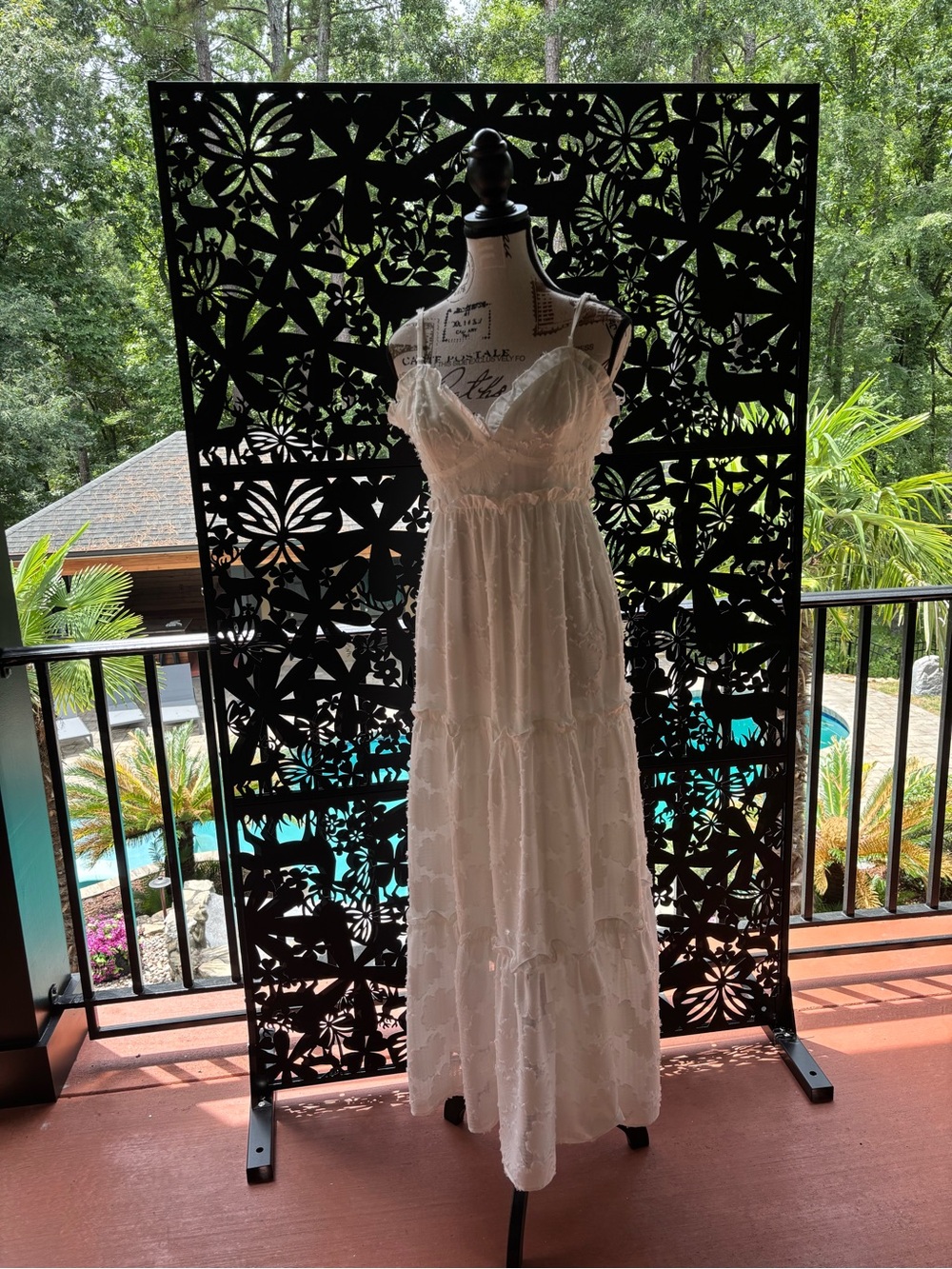 Altar’d State Women’s White Lace Maxi Dress - Elegant Spaghetti Strap Sundress